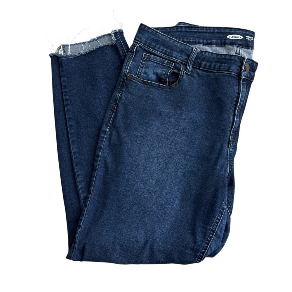 Old Navy Rockstar Super Skinny Ankle Jeans Womens Size 16 Blue Denim Frayed Hem